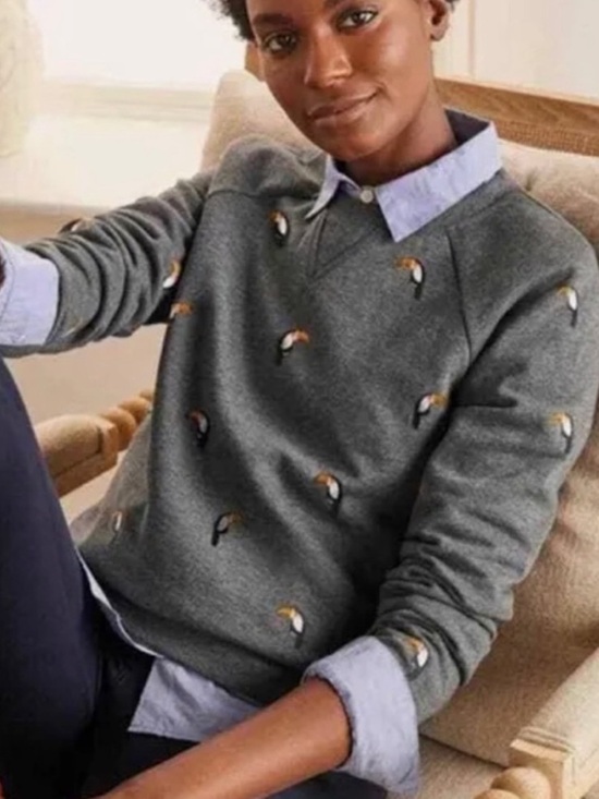 Boden Tops - Boden Toucan Gray Cotton Sweatershirt